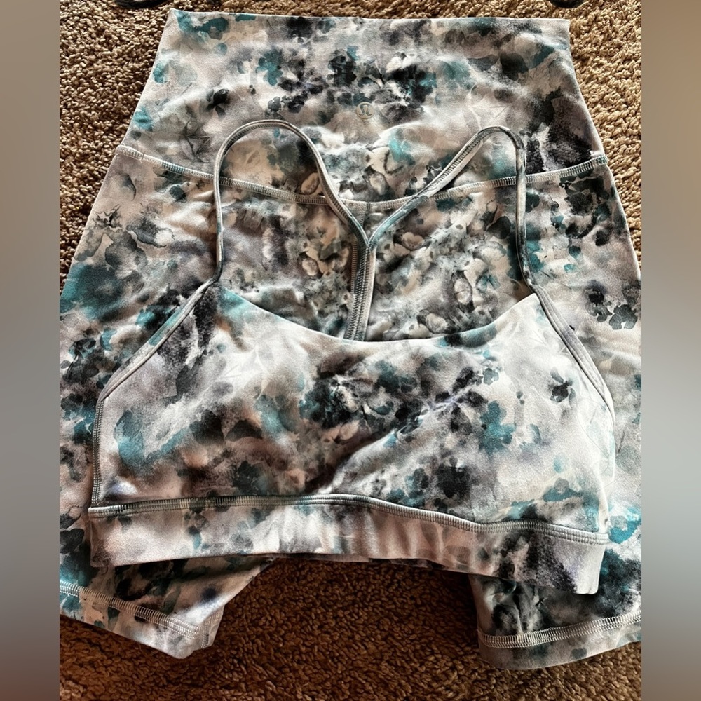 lululemon biker short and bra set